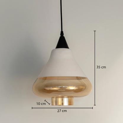 Kubica Modern White Amber Hanging Lamp