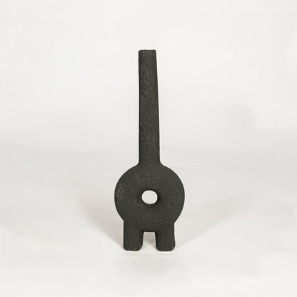 Modern black ceramic abstract decorative vase ideal for dried flower arrangement on console table shelf and stylish home decor.
