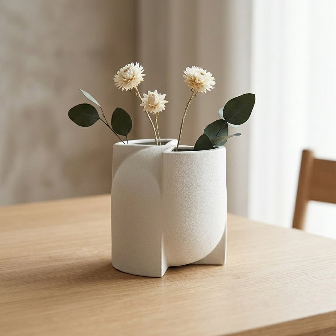 kumo dual ceramic vase white main lifestyle