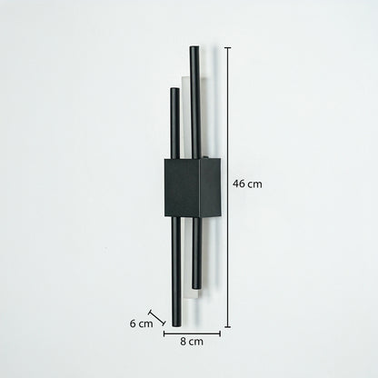 Modern black metal wall light with 40cm height and 13cm width for stylish bedroom hallway and living room decor.