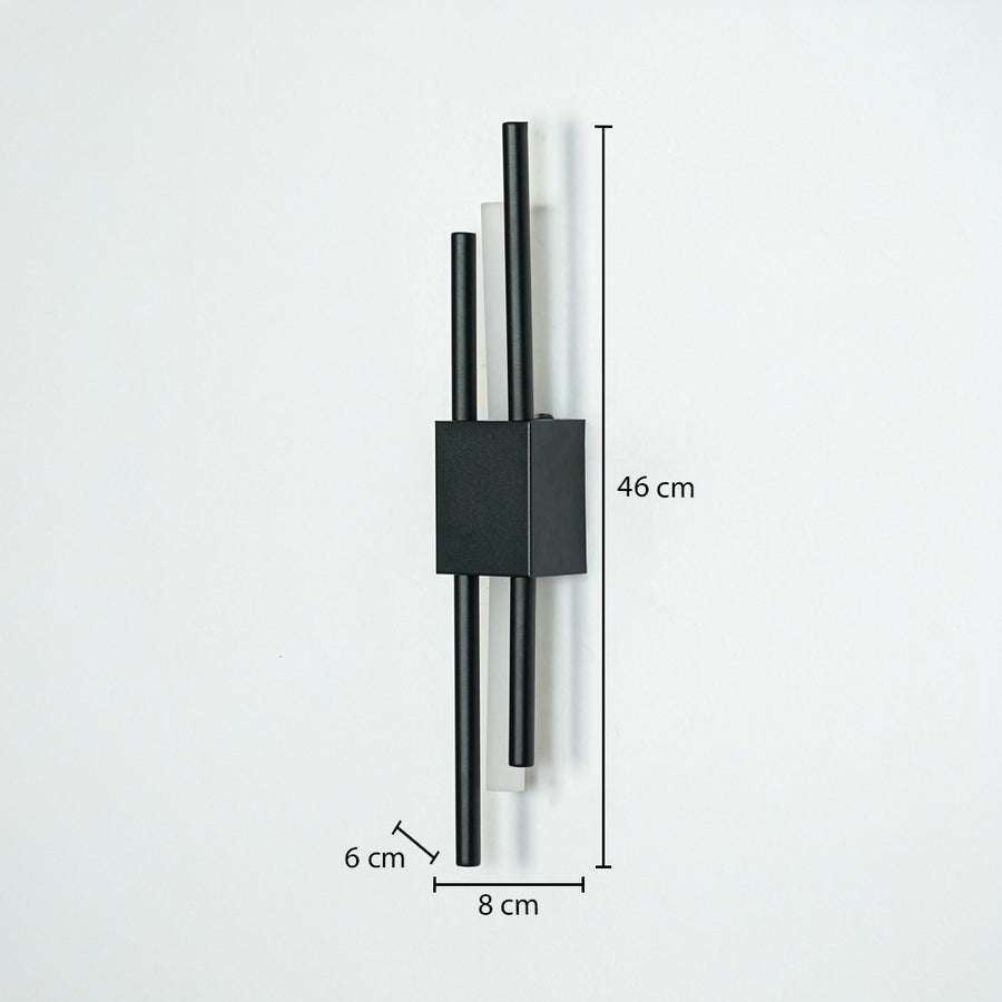 Modern black metal wall light with 40cm height and 13cm width for stylish bedroom hallway and living room decor.