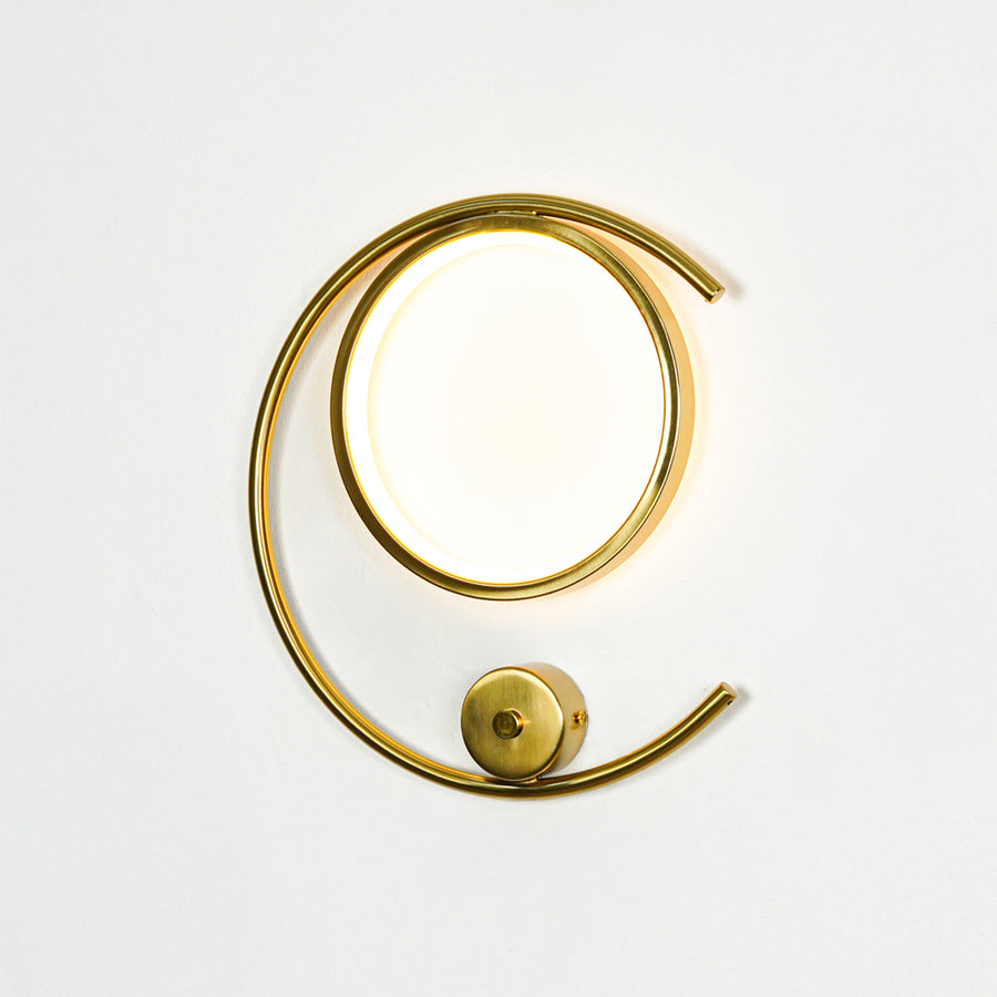 Bright illuminated gold metal led ring wall light for modern hallway decor styling and luxury home lighting interior design