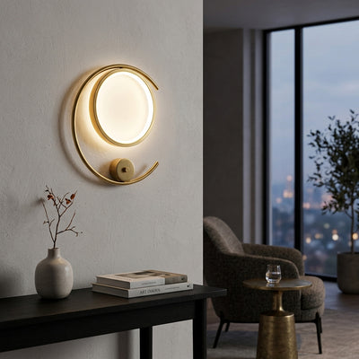 Elegant warm illumination gold metal led ring wall light for modern hallway decor styling and luxury home lighting design