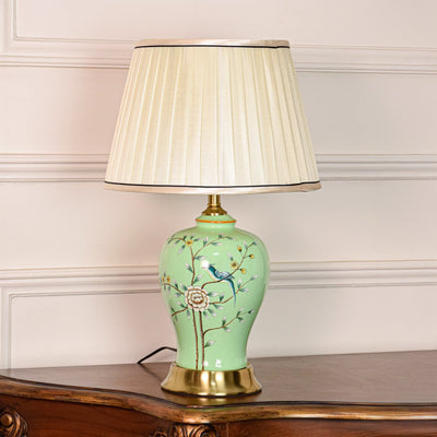 Lismore Light Green Ceramic Table Lamp with White Shade