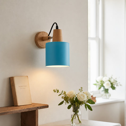 Long Wooden Wall Light - Blue