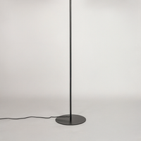 White background image of black metal floor lamp base for elegant living room decor styling and modern home lighting setup.