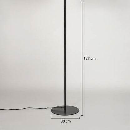 Dimension image of black metal floor lamp base for elegant living room decor styling and modern home interior lighting setup.