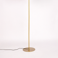 White background image of gold metal floor lamp base for elegant living room decor styling and modern home lighting design.