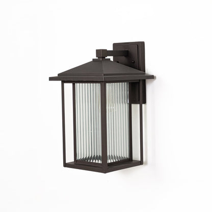 Exterior wall mounted metal lantern turned off displayed on white background showcasing clean structure premium material and classic outdoor styling.