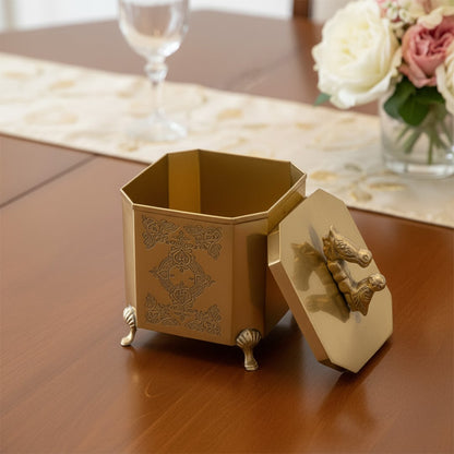 manjari brass storage box gold for dinnig room lifestyle