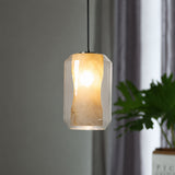 Marble Grain Glass Cylindrical Pendant Lamp