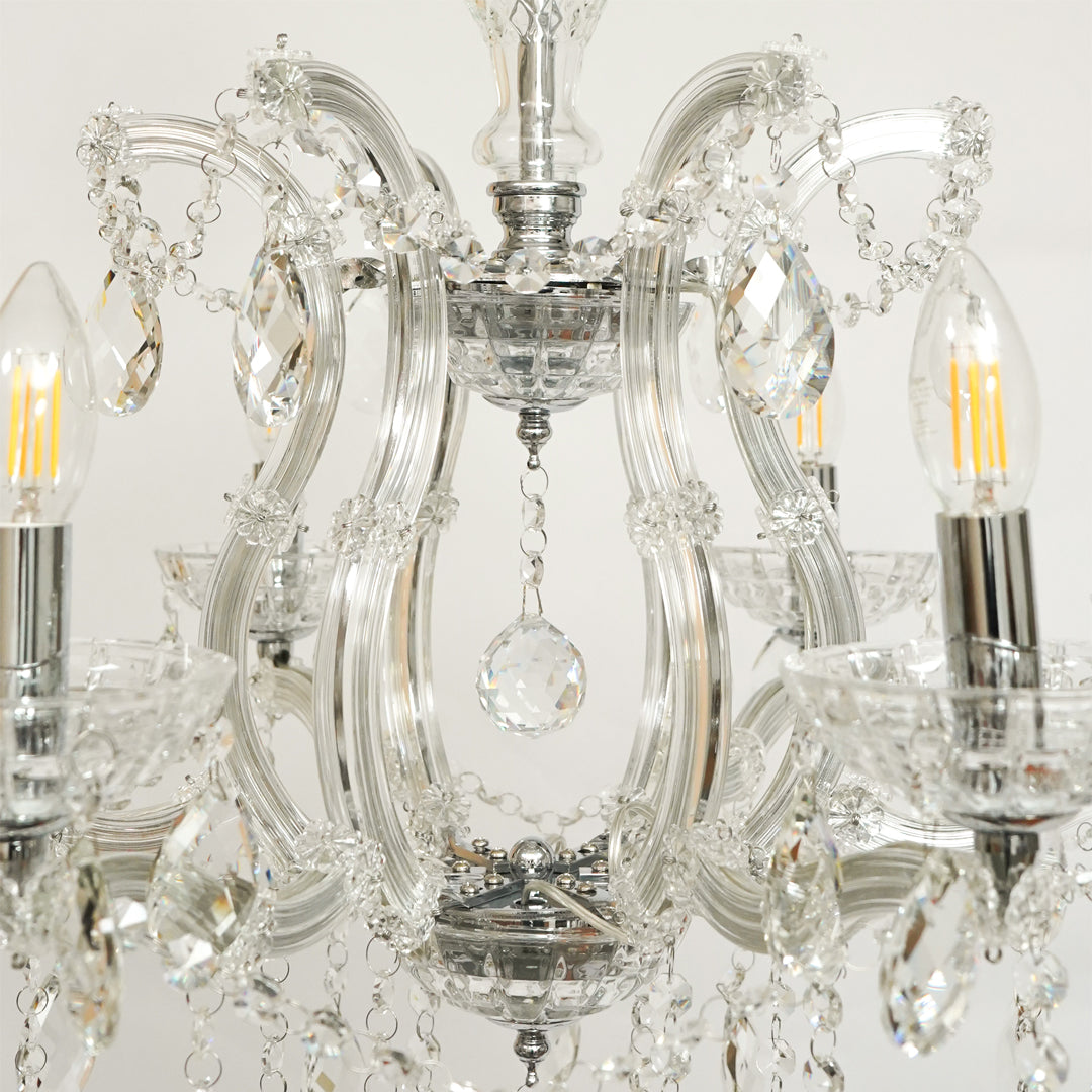 Marchese 6-Light Crystal Chandelier - Silver & Transparent