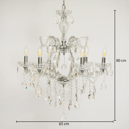 Marchese 6-Light Crystal Chandelier - Silver & Transparent