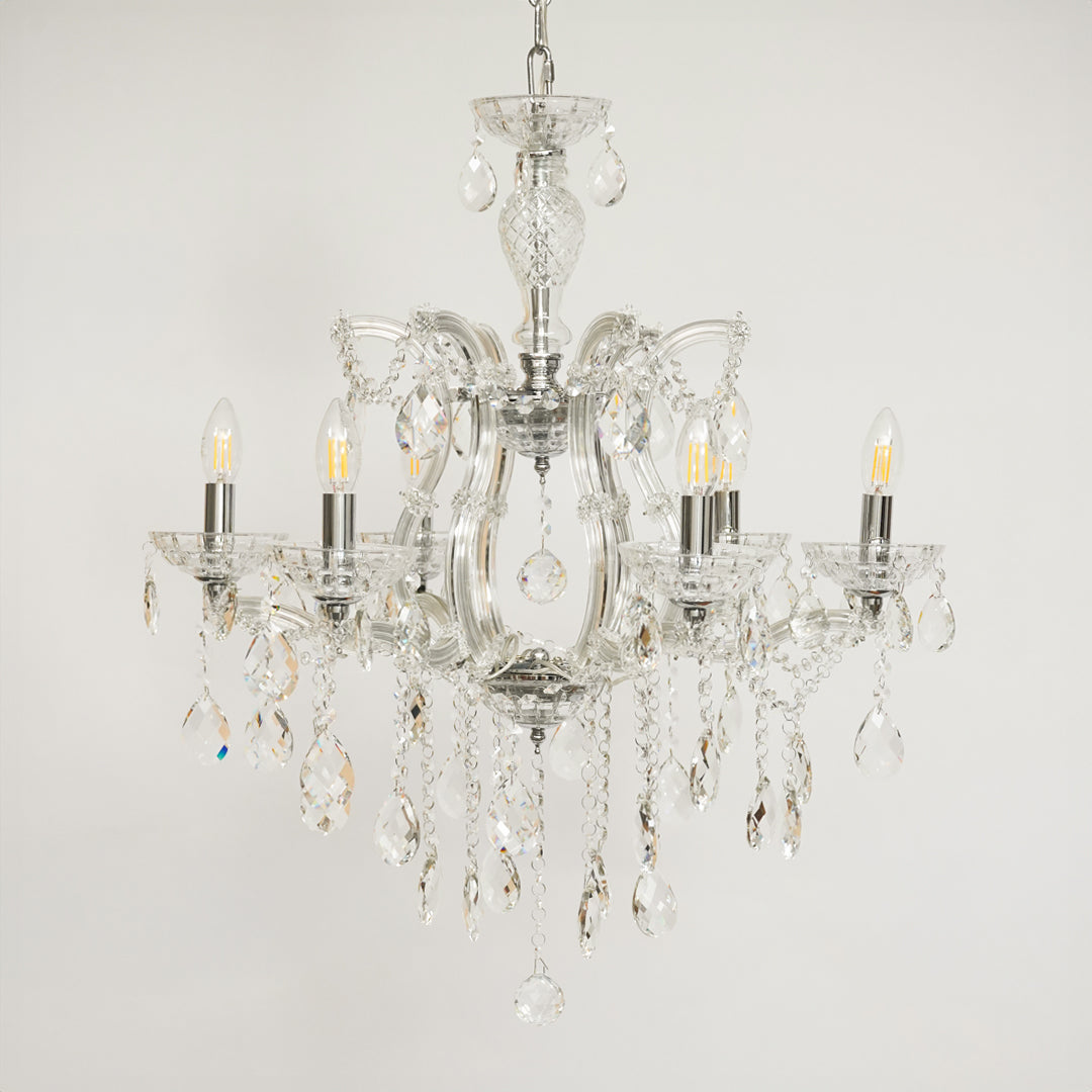 Marchese 6-Light Crystal Chandelier - Silver & Transparent