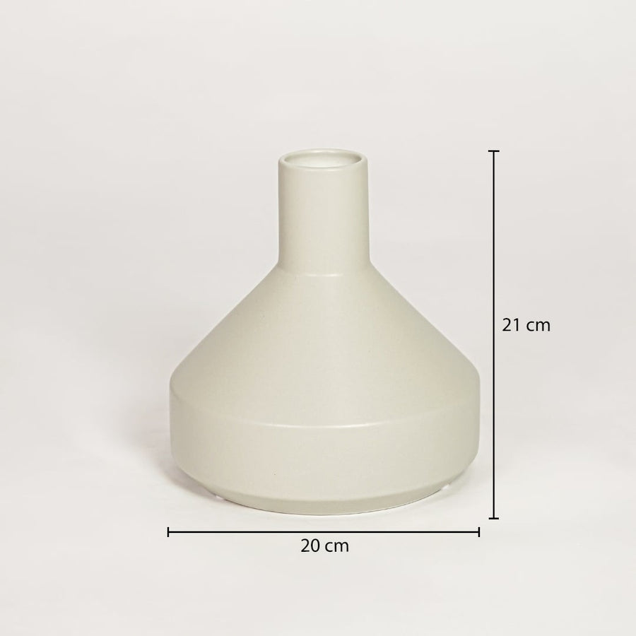 Beige ceramic minimalist decorative vase with smooth matte finish perfect for elegant dried floral display and modern interior decor.