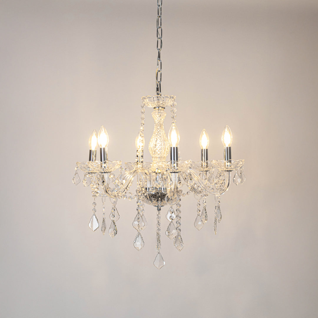 Maria Victorian Era 6-Light Crystal Chandelier - Transparent & Silver