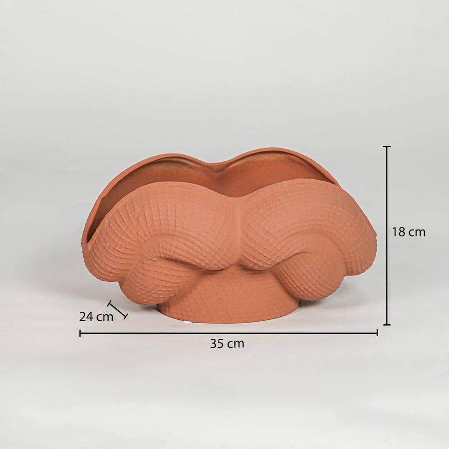 Orange ceramic bowl vase size 18 cm height 35 cm width 24 cm depth decorative centerpiece for table console shelf styling.