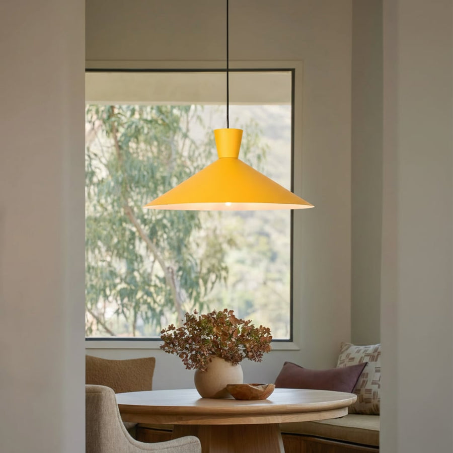 martinelli cono pendant light yellow main lifestyle