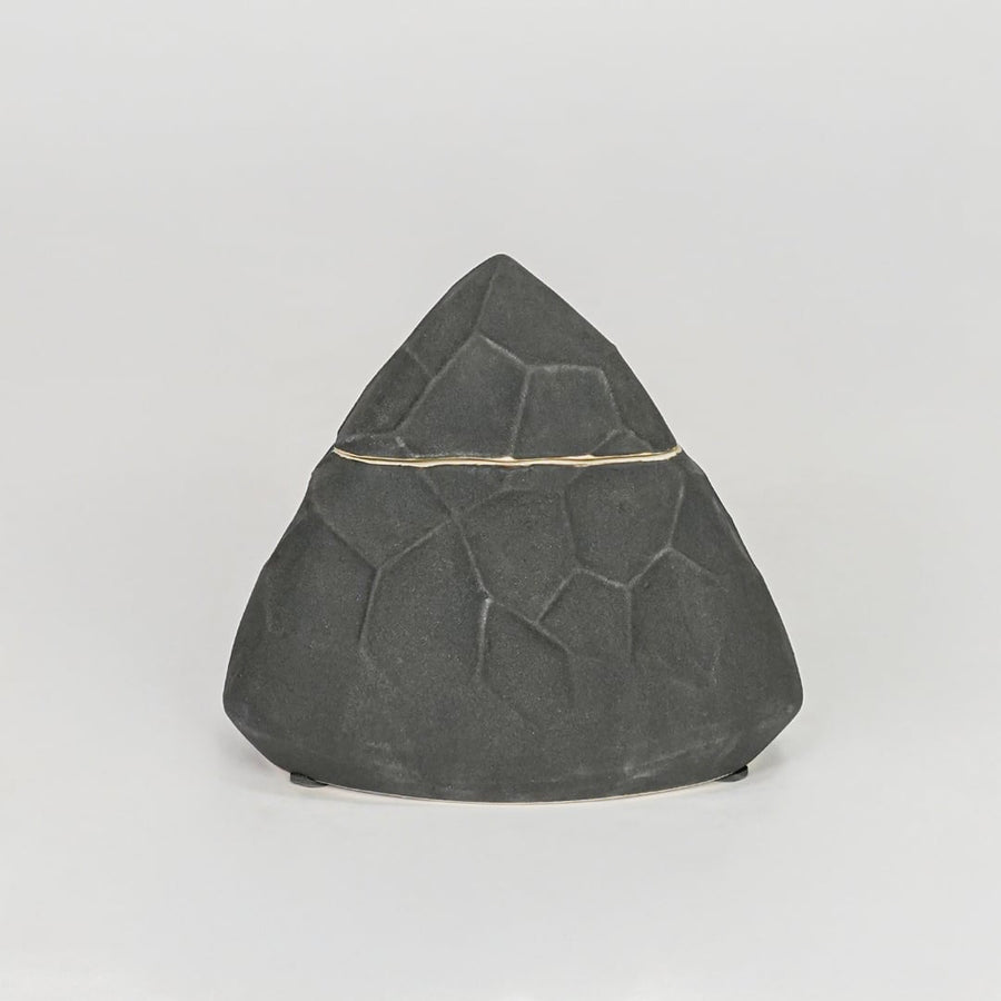 Modern black decorative ceramic showpiece isolated clean background stylish home decor accent piece.