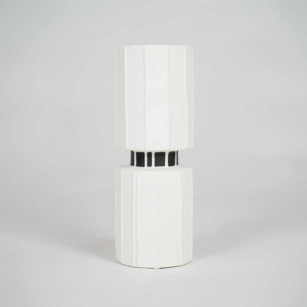 Modern white ceramic decor vase for elegant coffee table placement and minimalist living room decor styling.