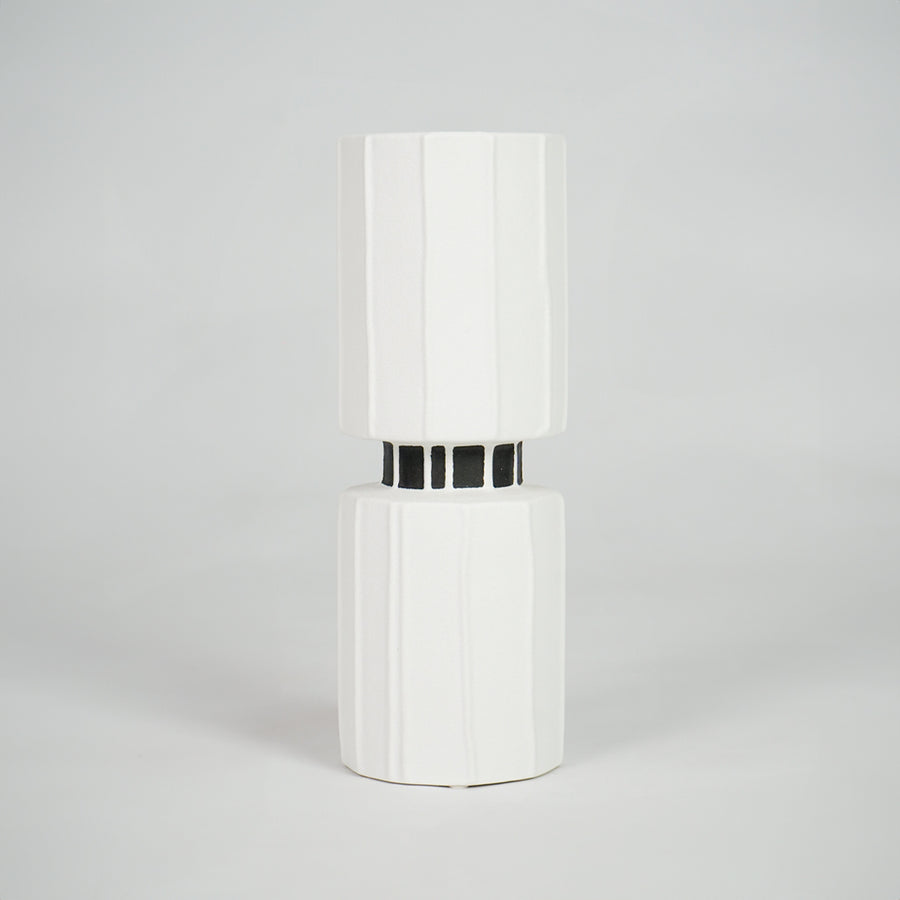 Modern white ceramic decor vase for elegant coffee table placement and minimalist living room decor styling.