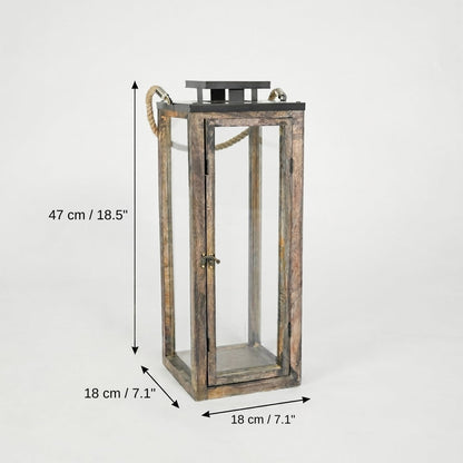 Merbau Wooden Lantern - Large, 47 x 18 x 18 cm (18.5 x 7.1 x 7.1 inches) dimensions