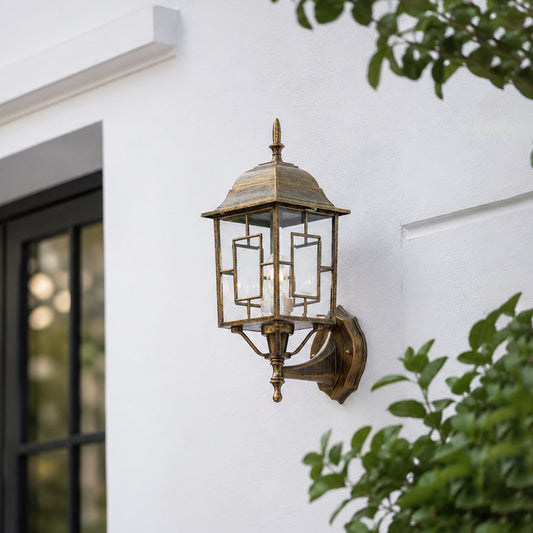 Mexican Outdoor Wall Lantern - Gold