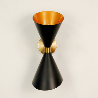 Mid-Century Bowtie Style Black Wall Sconce