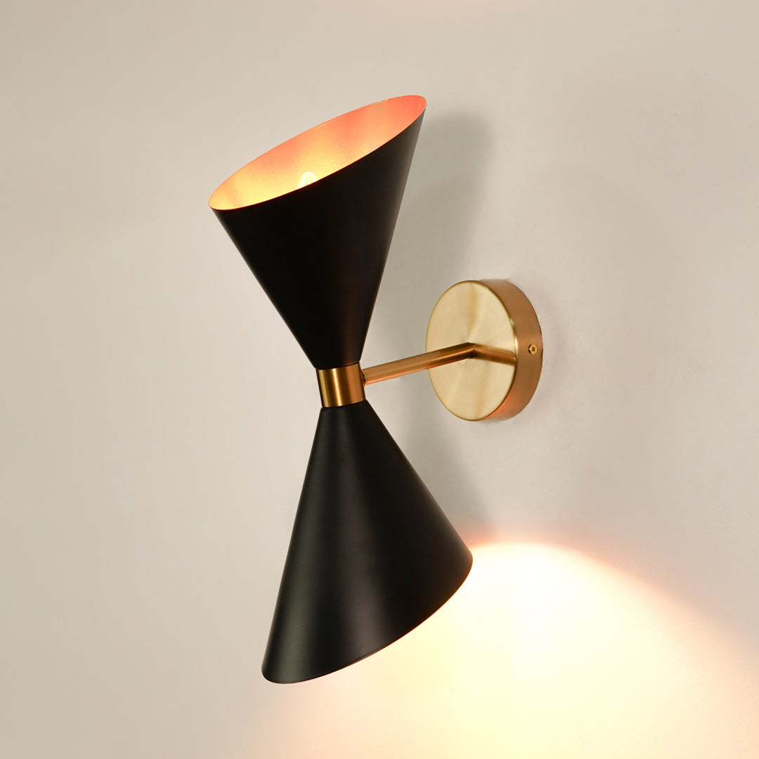 Mid-Century Bowtie Style Black Wall Sconce