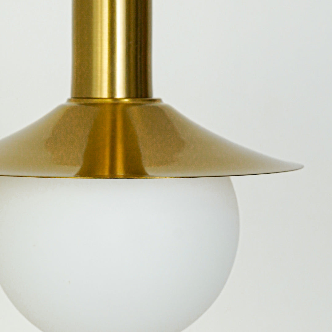 Milk Glass Global Pendant Light with Flared Shade - Gold