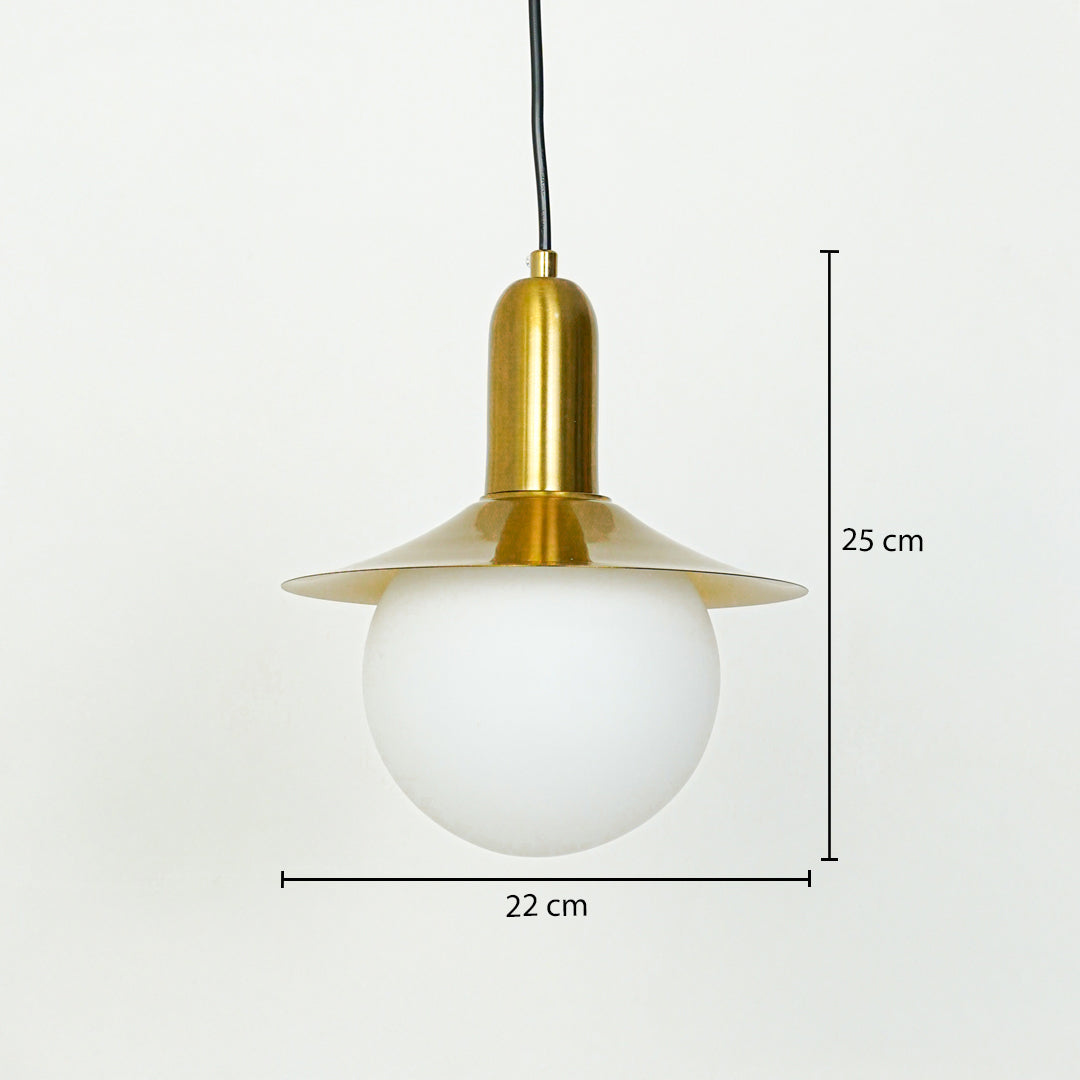 Milk Glass Global Pendant Light with Flared Shade - Gold