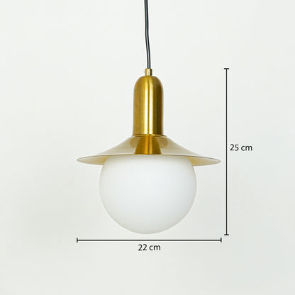 Milk Glass Global Pendant Light with Flared Shade - Gold