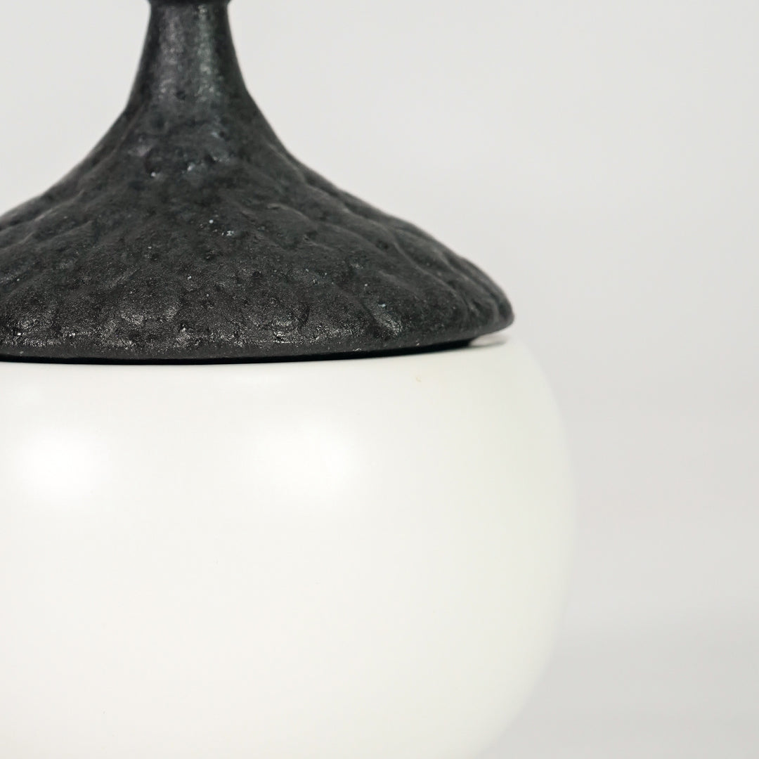 Minimalist Dual-Tone Lidded Ceramic Jar - White & Black