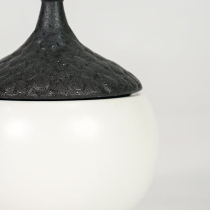 Minimalist Dual-Tone Lidded Ceramic Jar - White & Black