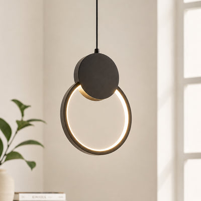 Modern black and gold LED ring wall light for bedroom hallway living room and elegant home ambient lighting.