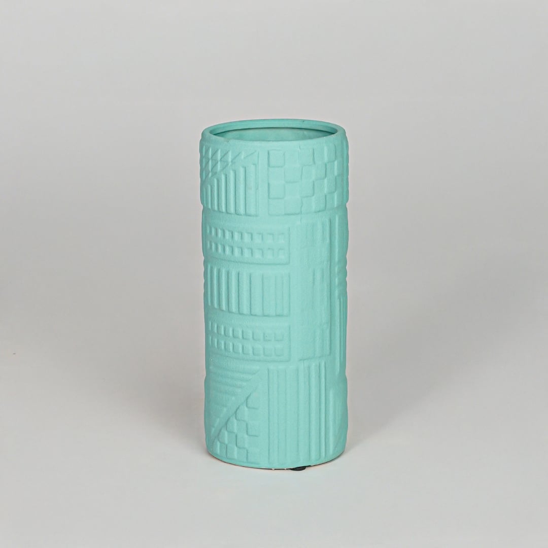 Modern green decorative flower vase isolated clean background stylish ceramic vase for home decor accent.