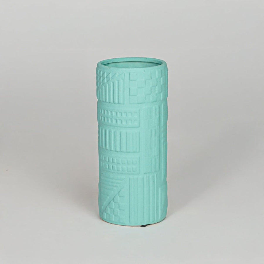 Modern green decorative flower vase isolated clean background stylish ceramic vase for home decor accent.