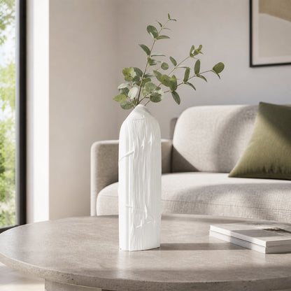 Miso White Textured Ceramic Vase - Large