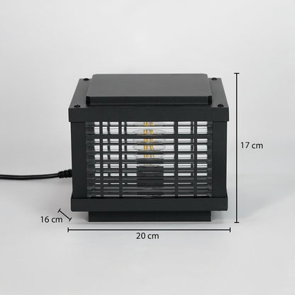 Black outdoor gate light dimension image with 17 cm height and 20 cm width for decor use.