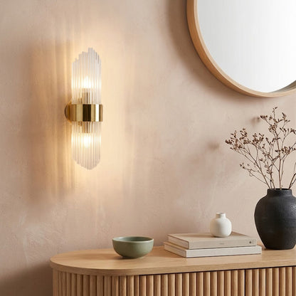 Modern Crystal Glass & Metal Wall Sconce