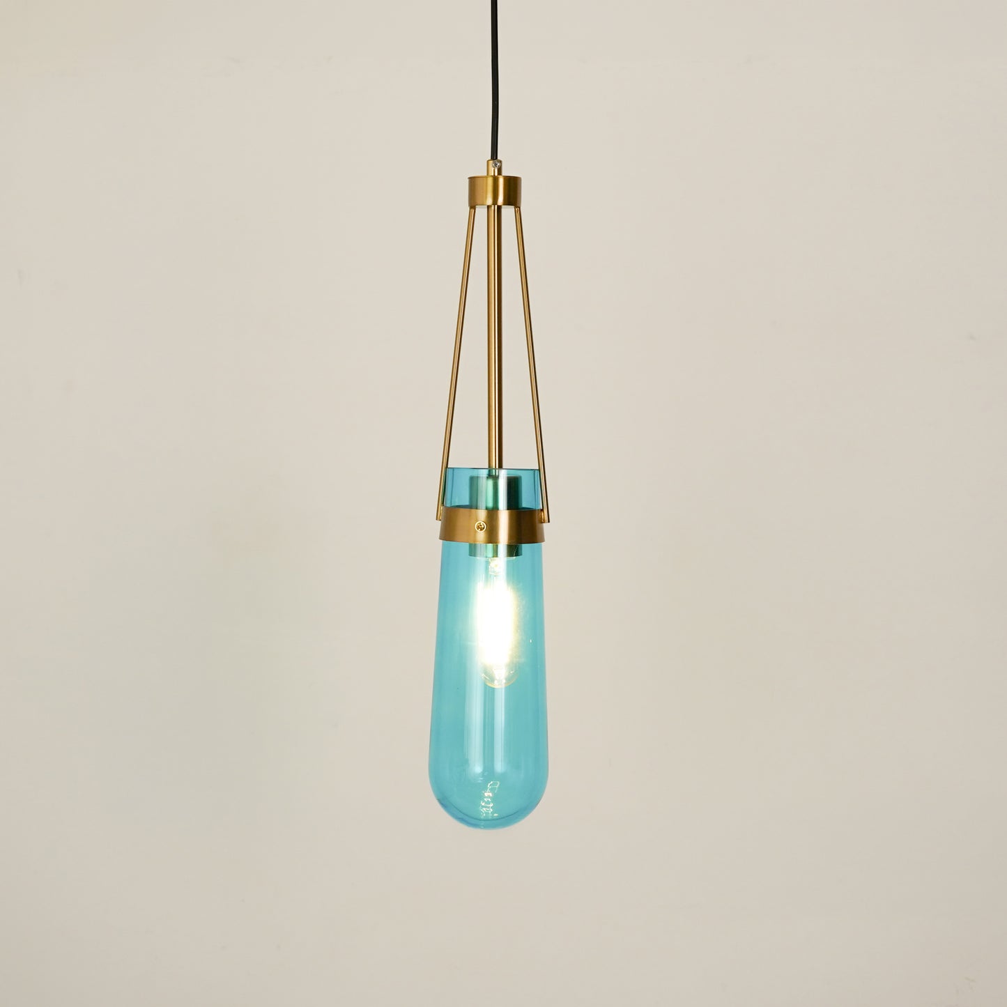 Dimension image of cylinder luminex hanging pendant light for elegant dining room decor styling and modern home lighting set.