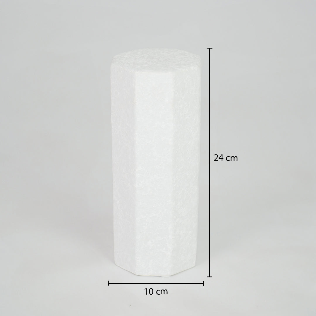Modern Six-Sided Geometric Display Column - White