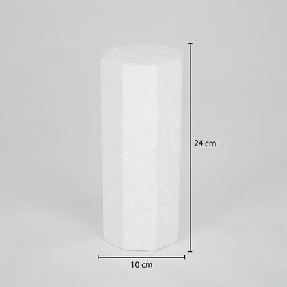 Modern Six-Sided Geometric Display Column - White