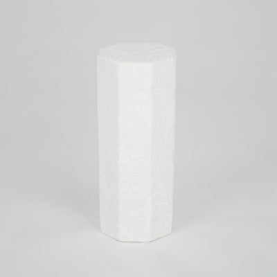Modern Six-Sided Geometric Display Column - White