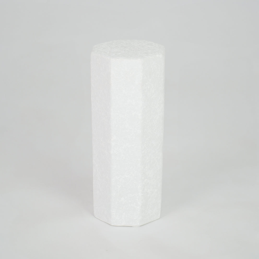 Modern Six-Sided Geometric Display Column - White