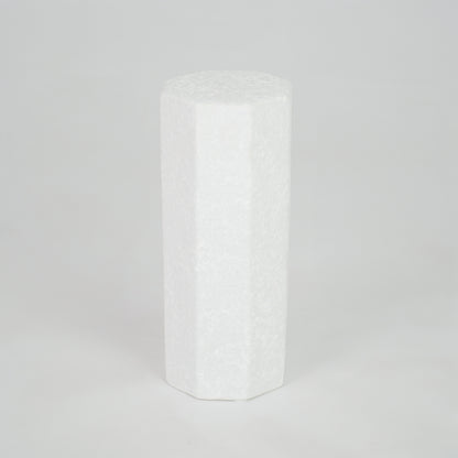 Modern Six-Sided Geometric Display Column - White