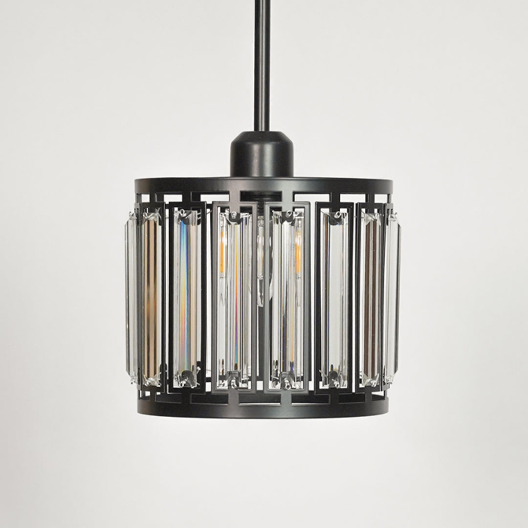Modern Style Black Metal & Glass Hanging Pendant Light