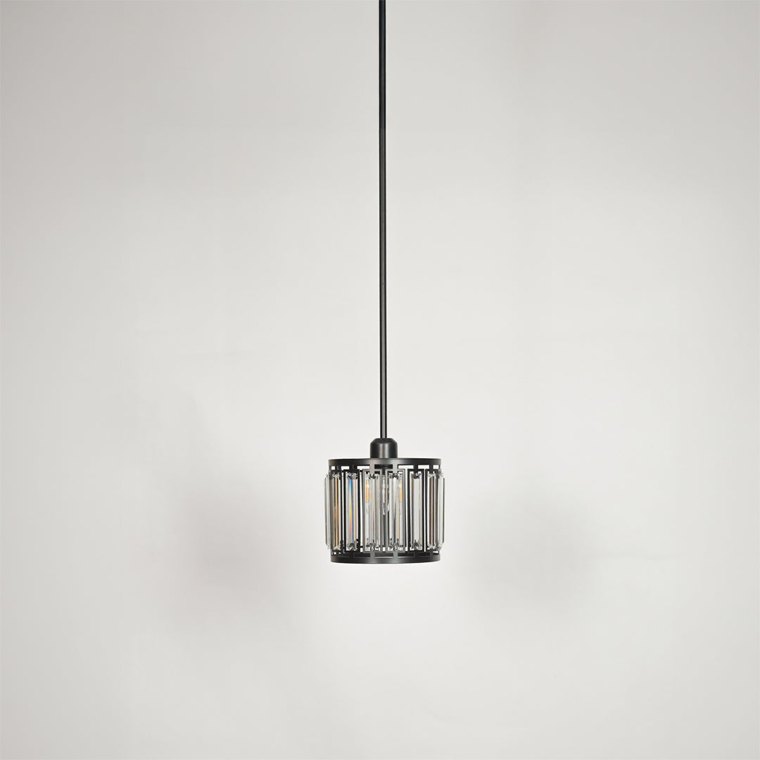 Modern Style Black Metal & Glass Hanging Pendant Light