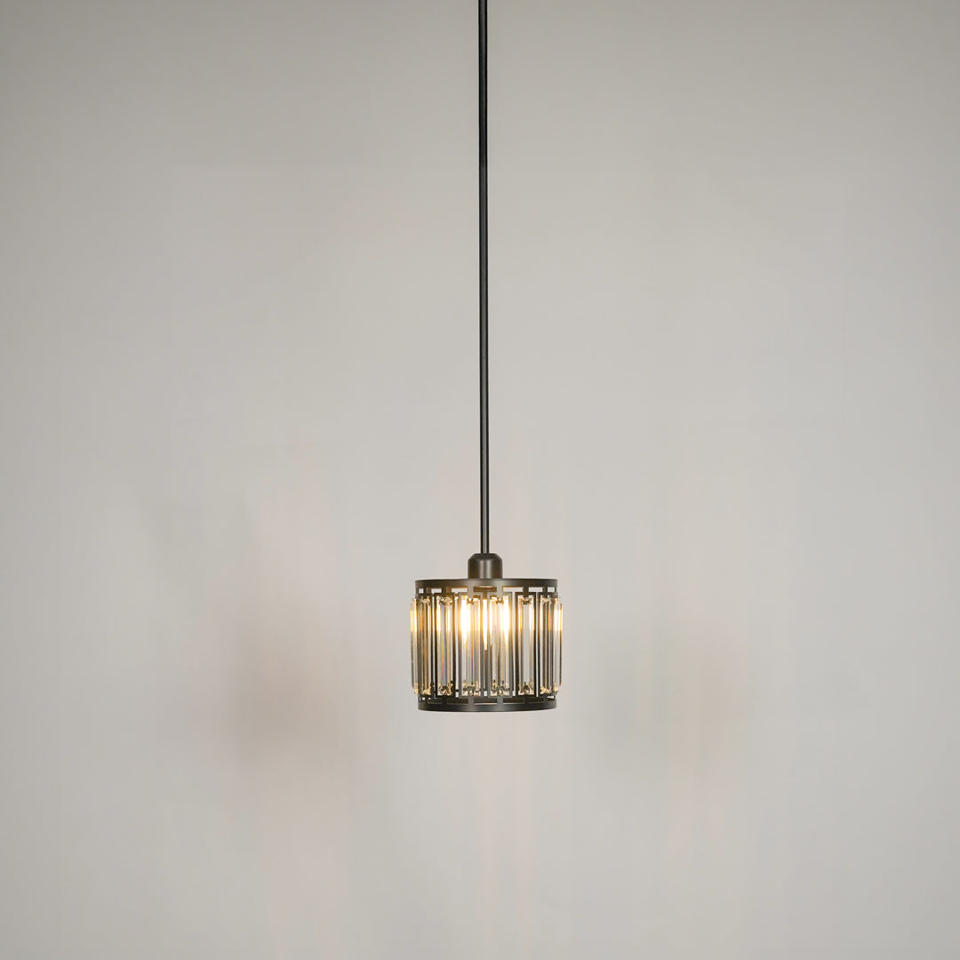 Modern Style Black Metal & Glass Hanging Pendant Light
