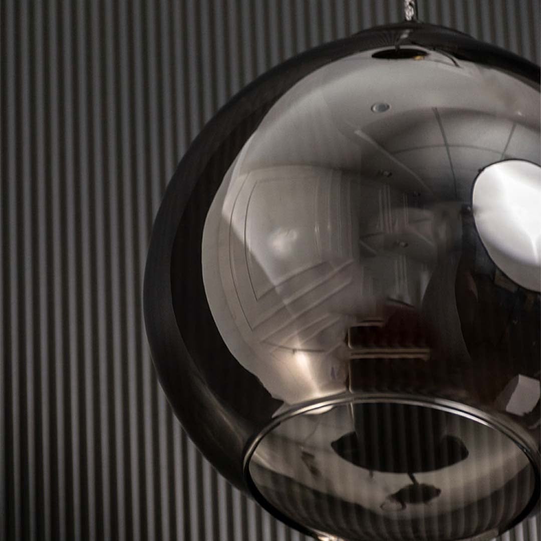 Modern Loft Smoky Grey Glass Pendant Light Closeup